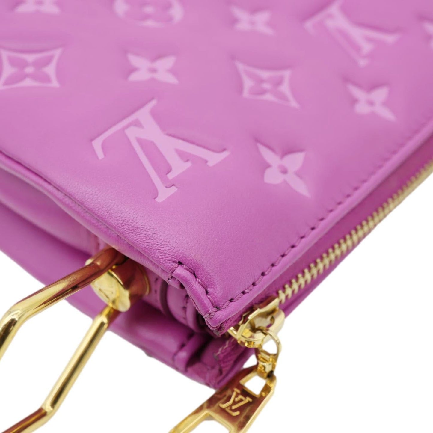 LOUIS VUITTON Coussin BB Monogram Embossed Leather Shoulder Bag Pink