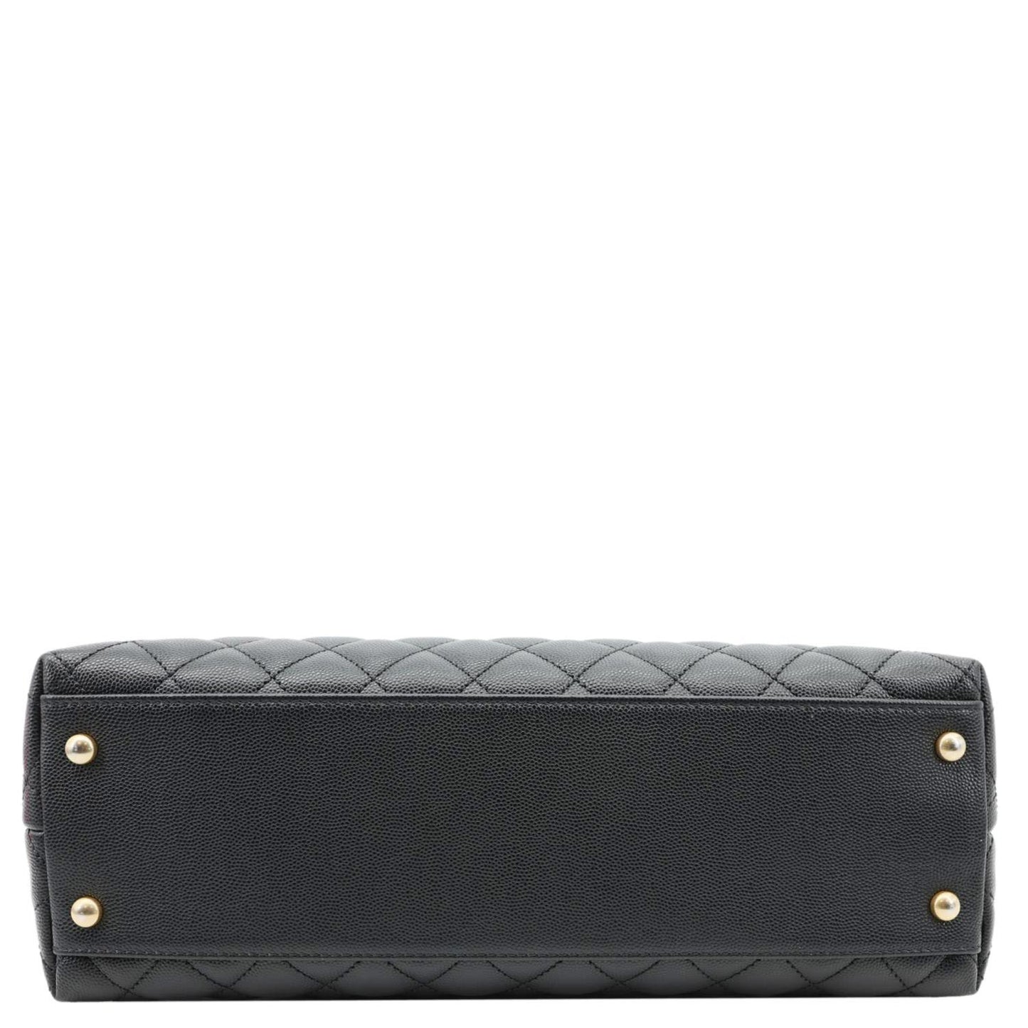CHANEL Coco Large Quilted Caviar Lizard Handle Shoulder Bag Black