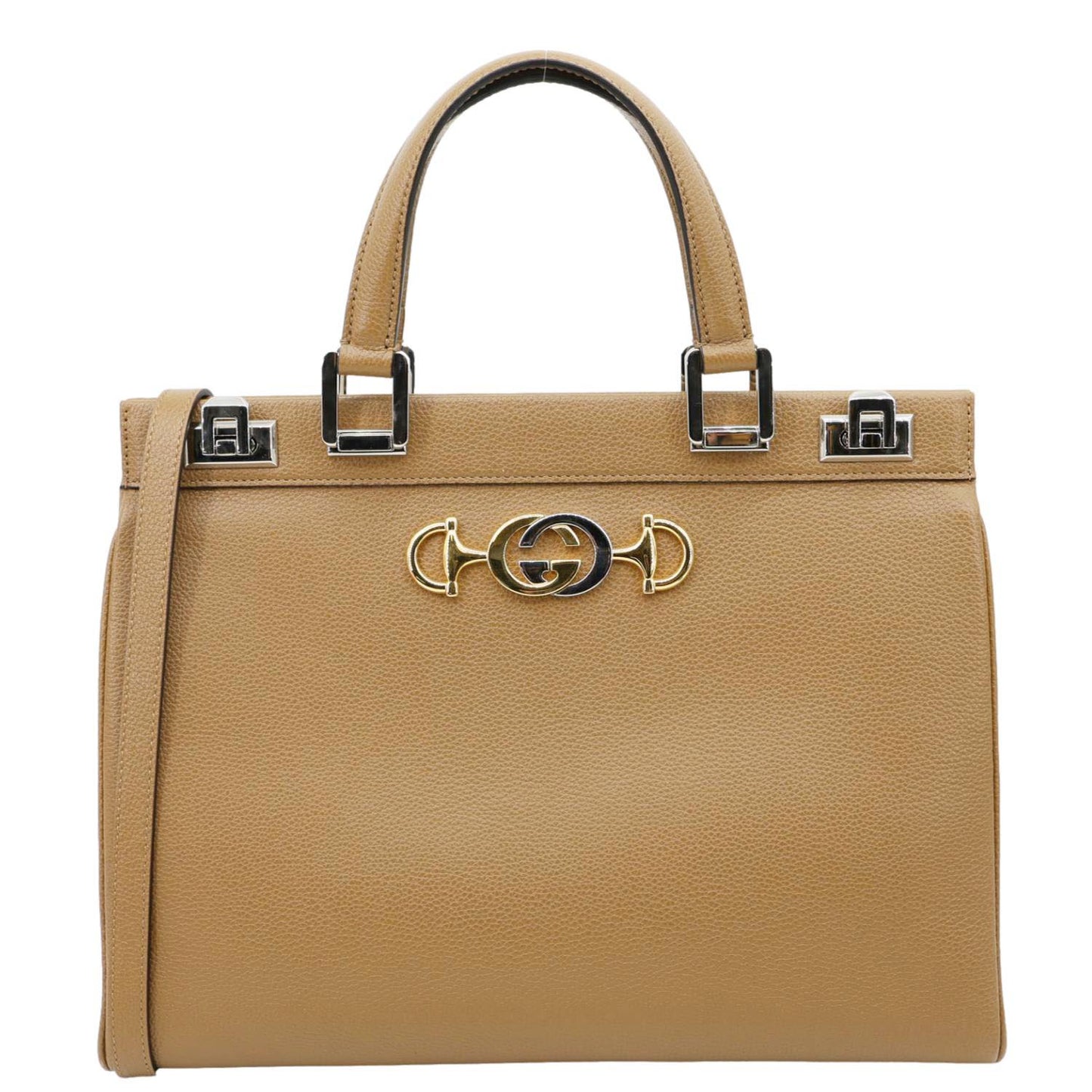 GUCCI Zumi Medium Leather Top Handle Shoulder Bag Brown 564714