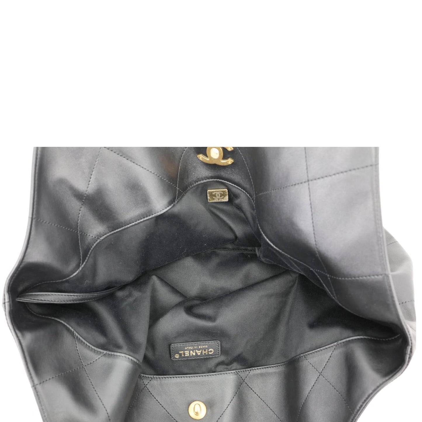 CHANEL Coco Calfskin Leather Shopping Tote Bag Black