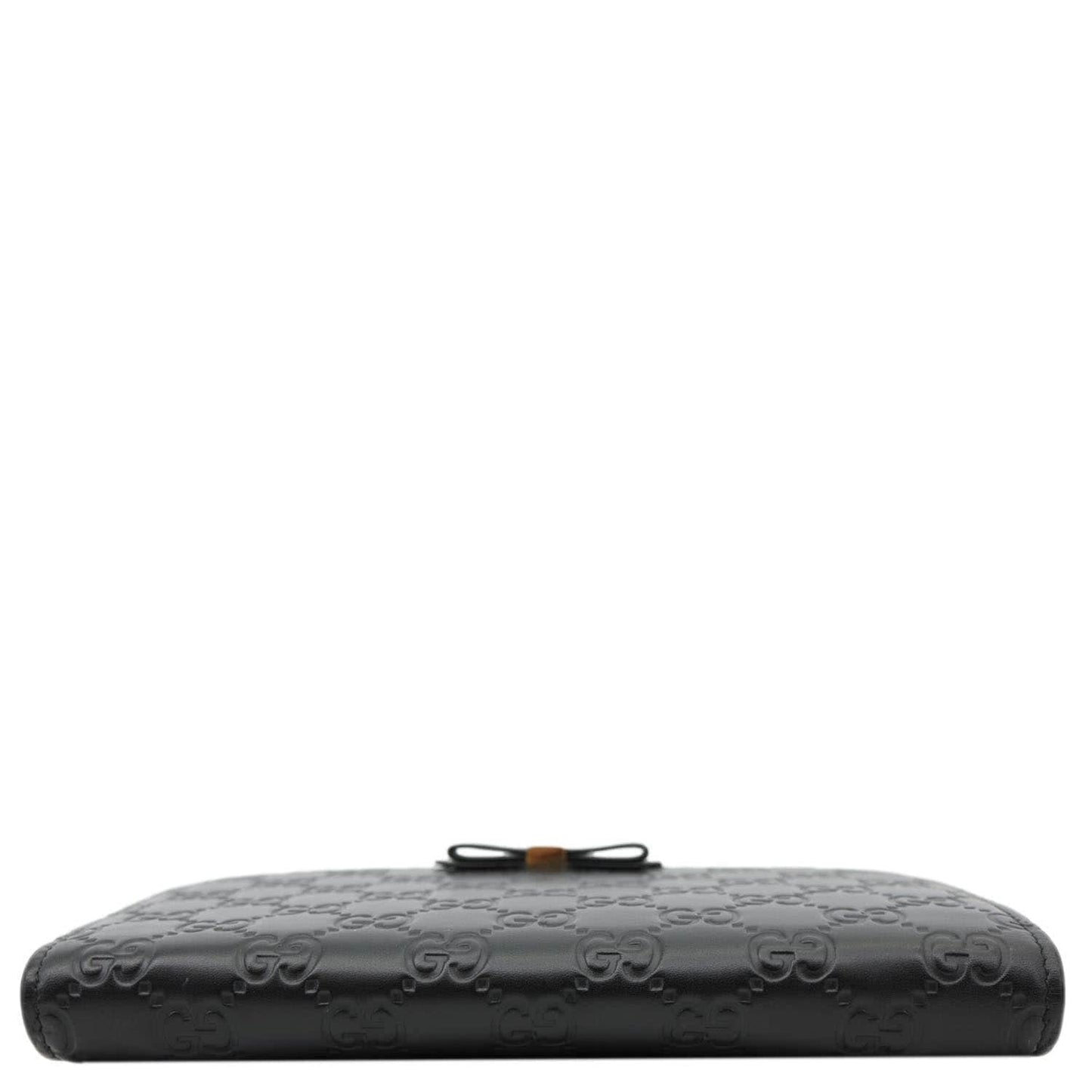 GUCCI Signature Bowy Emblem Mini GG Leather Wallet On Chain Black 431408