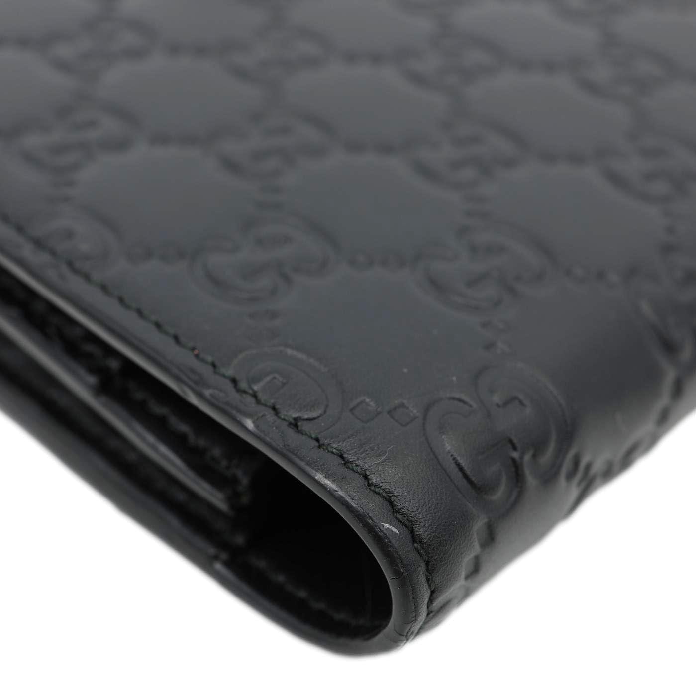 GUCCI Signature Bowy Emblem Mini GG Leather Wallet On Chain Black 431408