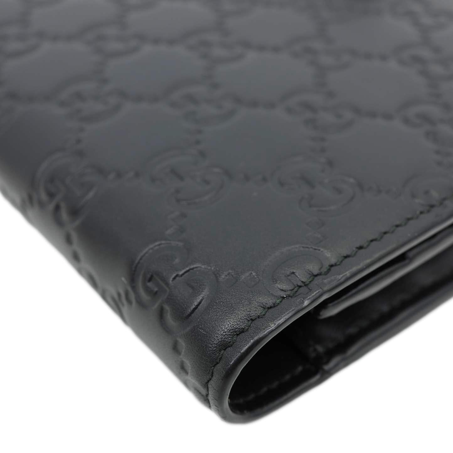 GUCCI Signature Bowy Emblem Mini GG Leather Wallet On Chain Black 431408