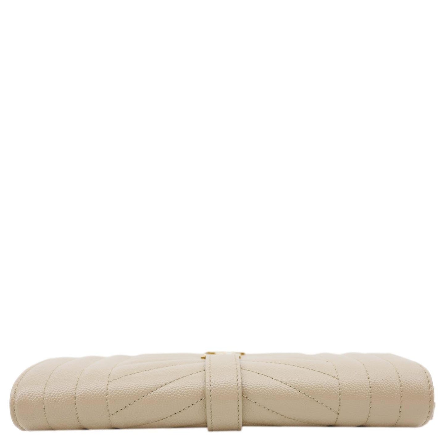 YVES SAINT LAURENT Monogram Envelope Grain De Poudre Leather Clutch Beige