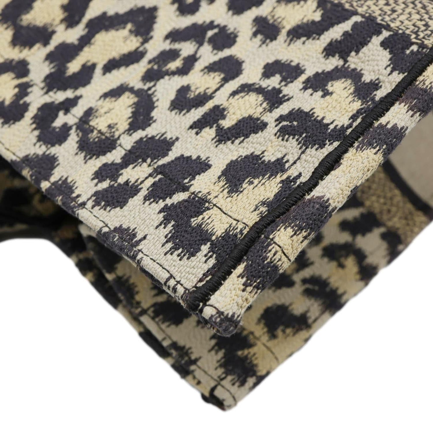 CHRISTIAN DIOR Book Large Leopard Mizza Embroidered Tote Bag Beige