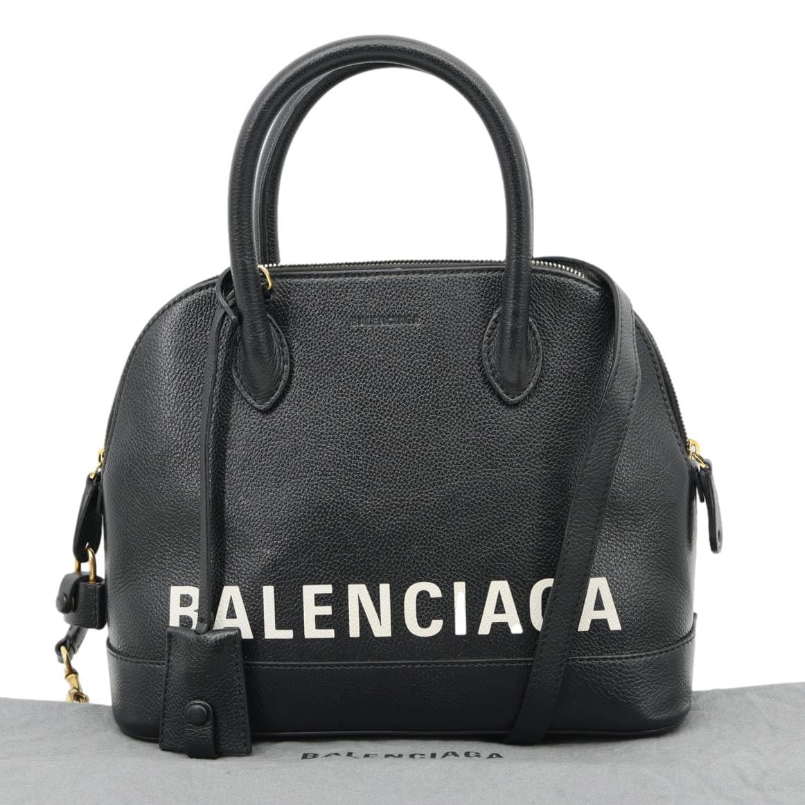 BALENCIAGA Ville Top Handle Small Grained Leather Crossbody Bag Black