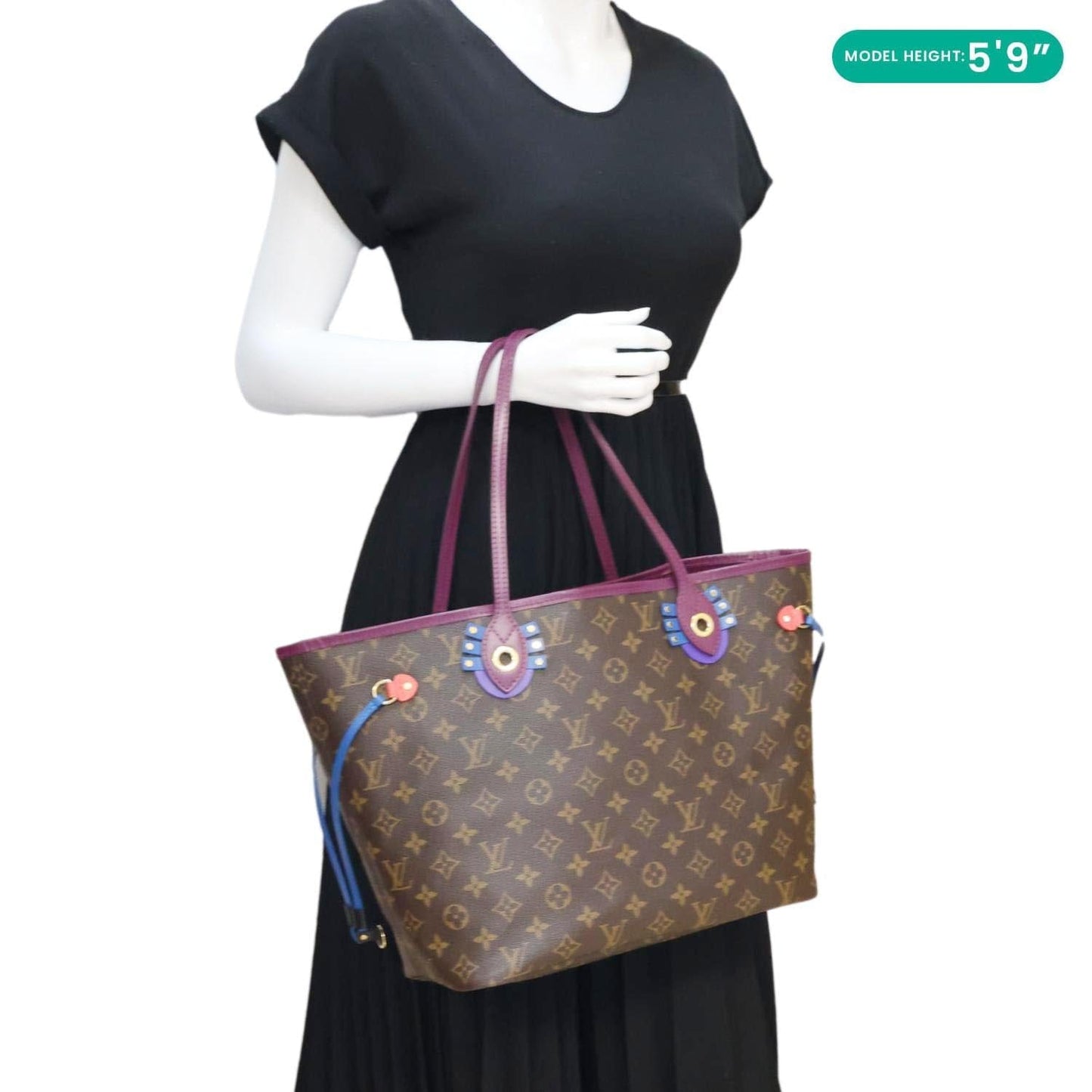 LOUIS VUITTON Neverfull MM Totem Monogram Canvas Shoulder Bag Magenta