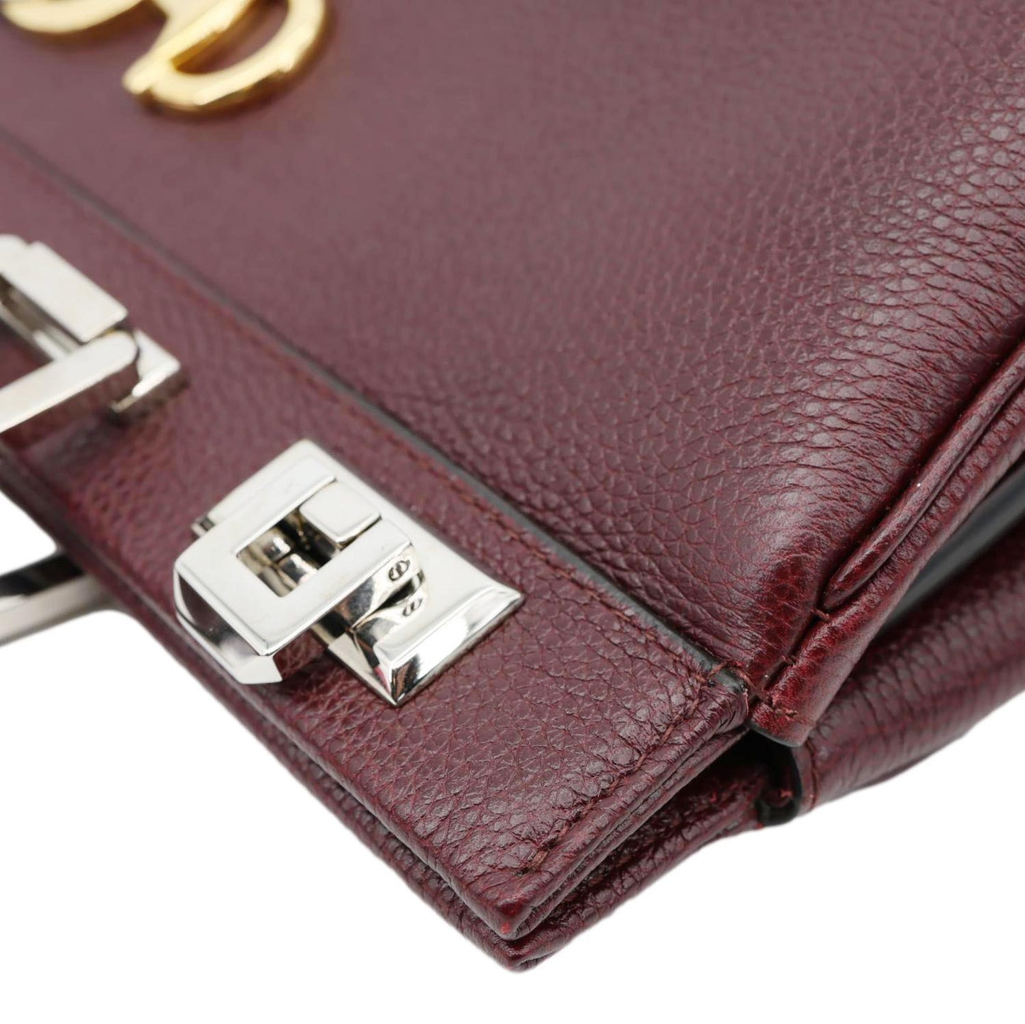 GUCCI Zumi Medium Leather Top Handle Shoulder Bag Burgundy 564714