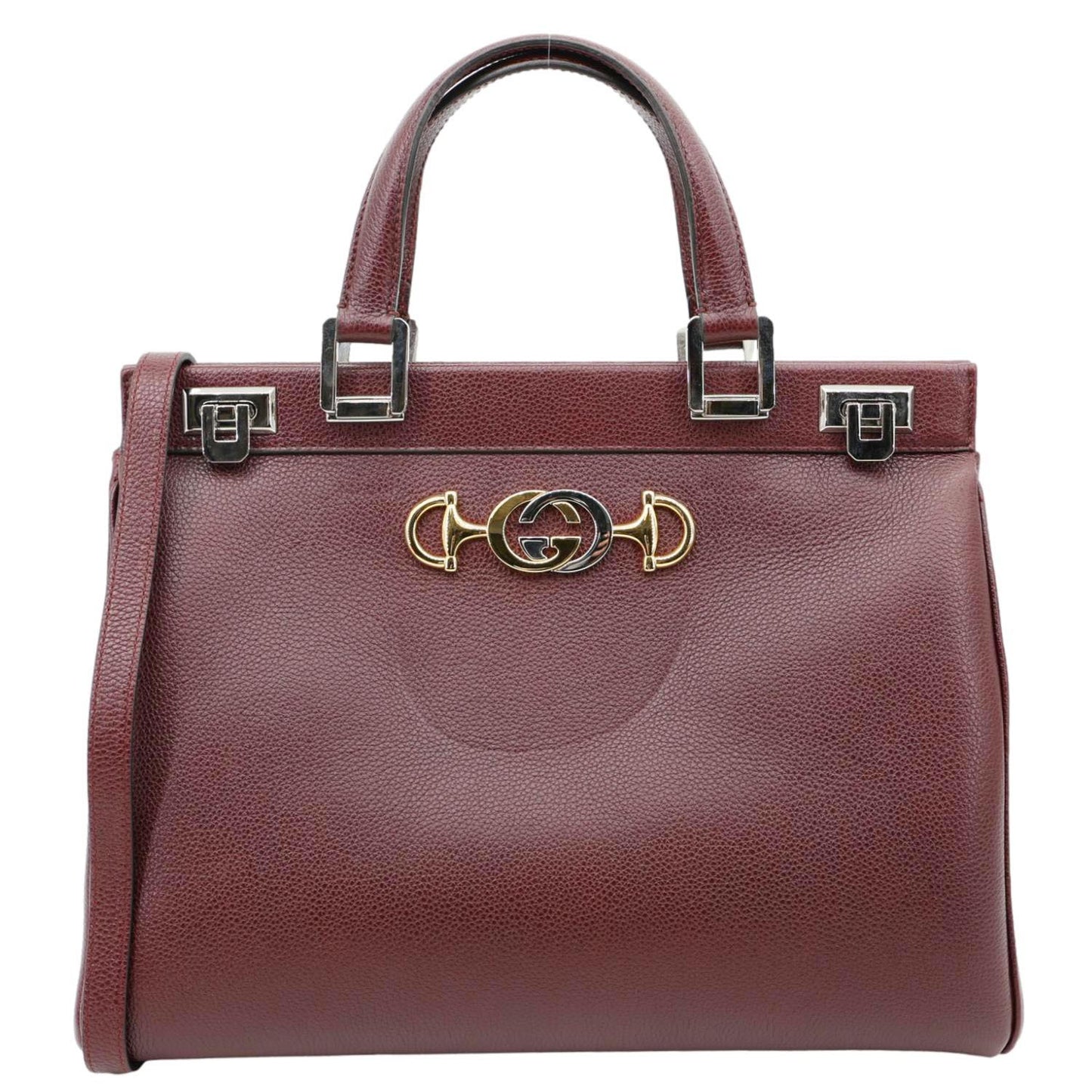 GUCCI Zumi Medium Leather Top Handle Shoulder Bag Burgundy 564714