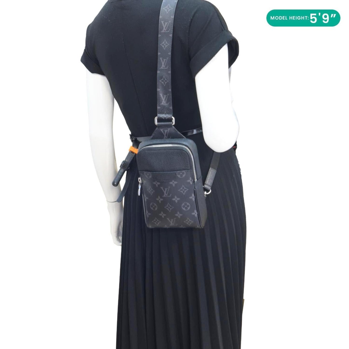 LOUIS VUITTON Outdoor Slingbag Monogram Taigarama Leather Crossbody Bag Black