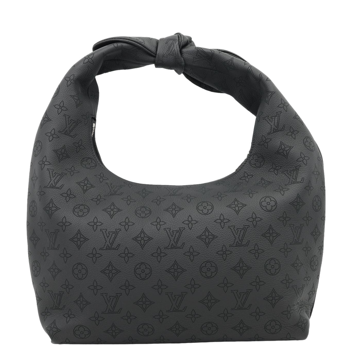 LOUIS VUITTON Why Knot MM Monogram Mahina Leather Hobo Bag Black