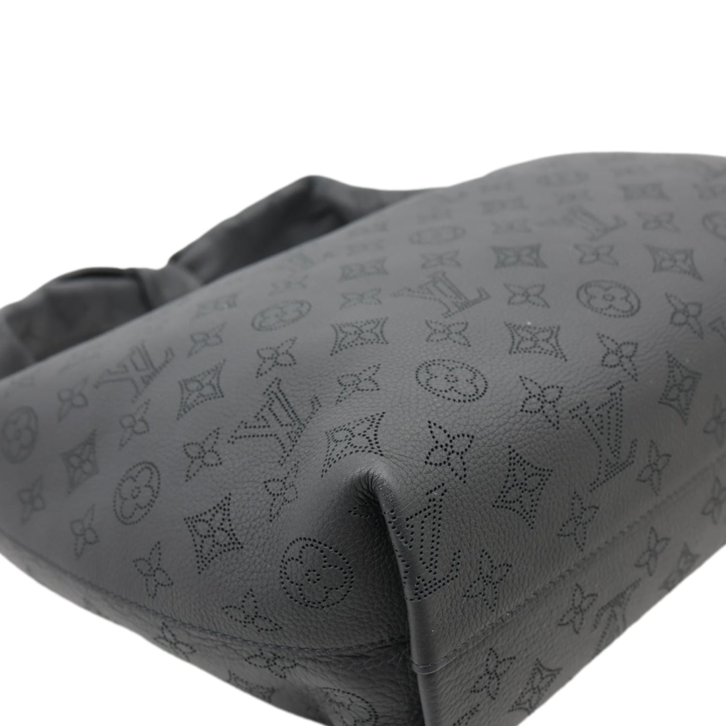 LOUIS VUITTON Why Knot MM Monogram Mahina Leather Hobo Bag Black