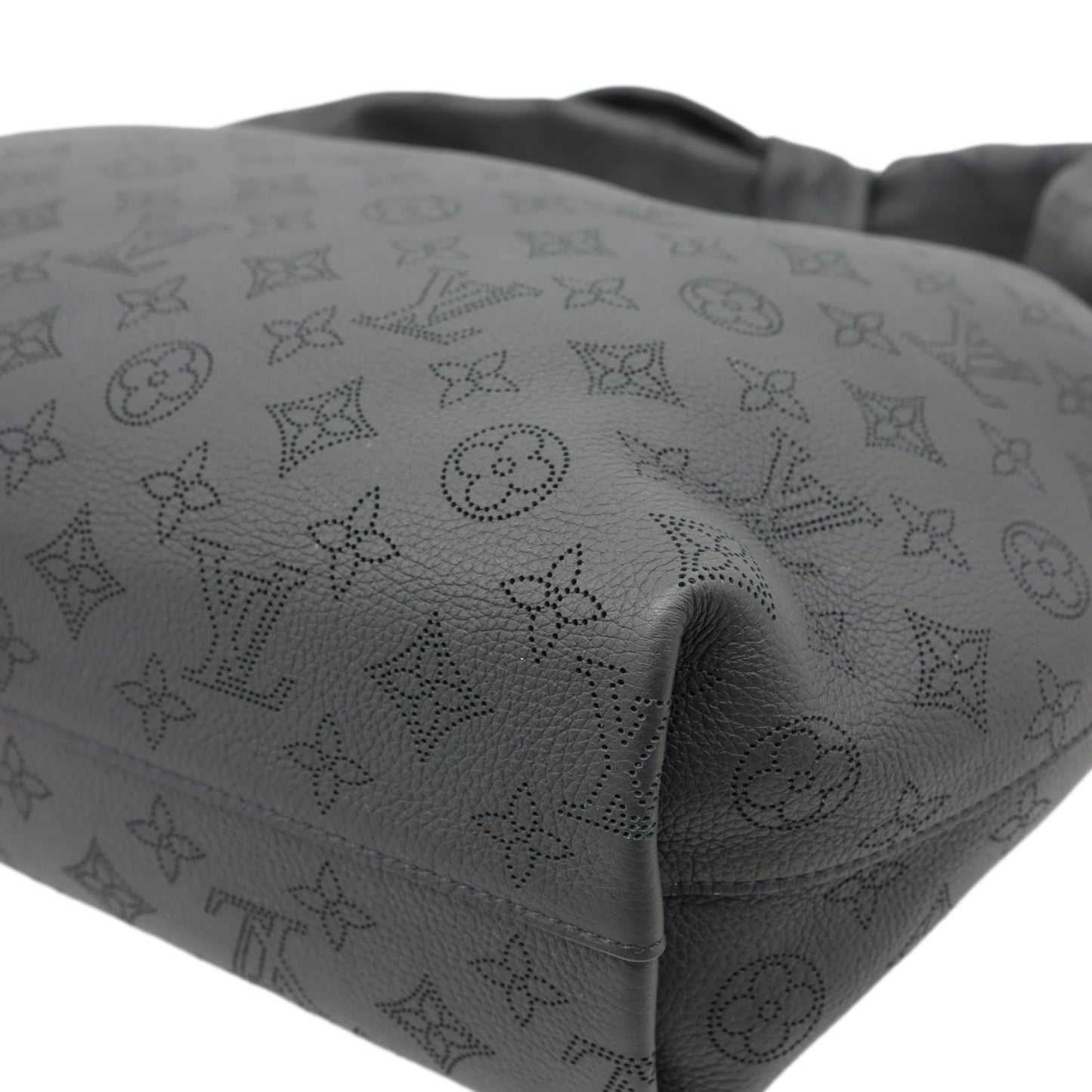 LOUIS VUITTON Why Knot MM Monogram Mahina Leather Hobo Bag Black
