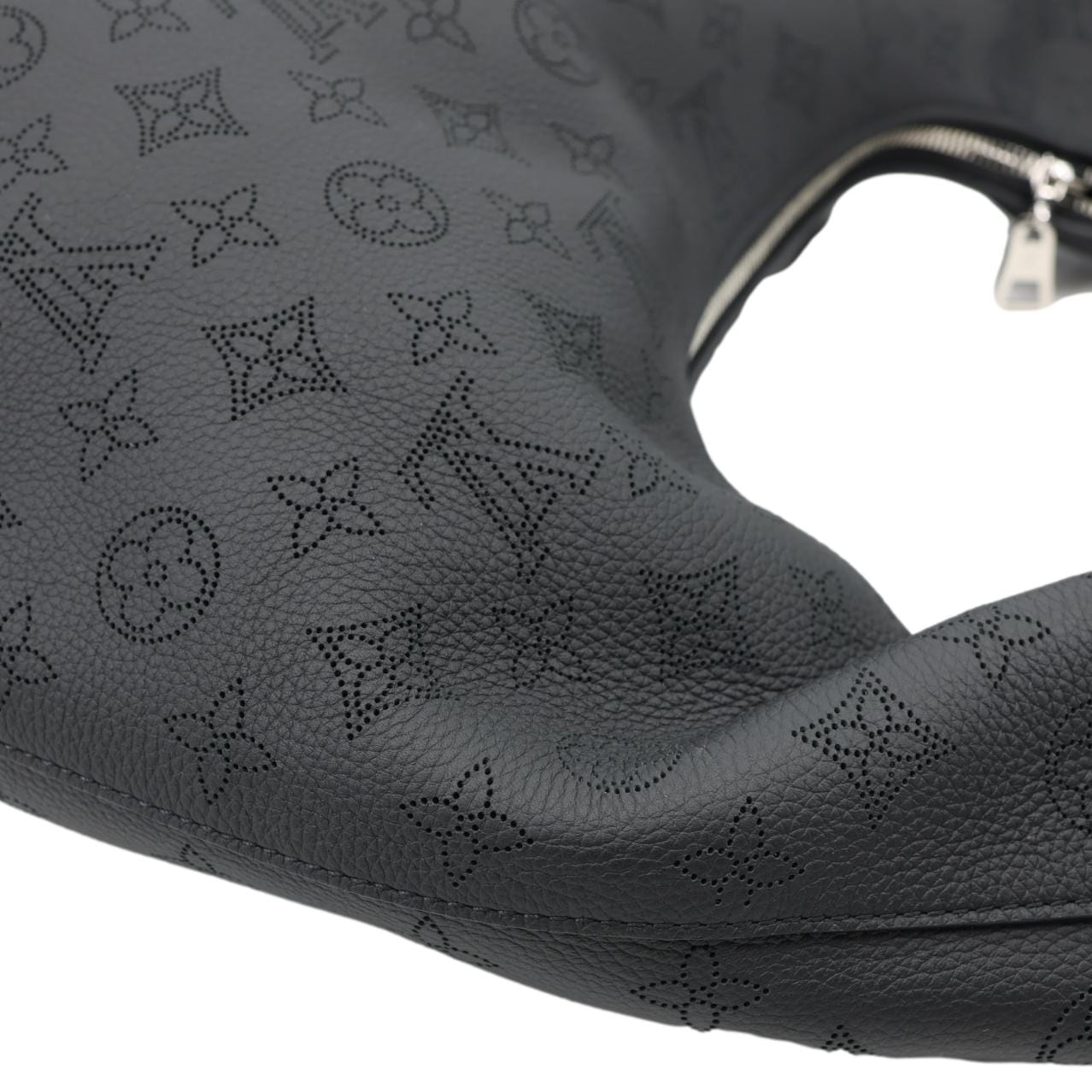 LOUIS VUITTON Why Knot MM Monogram Mahina Leather Hobo Bag Black