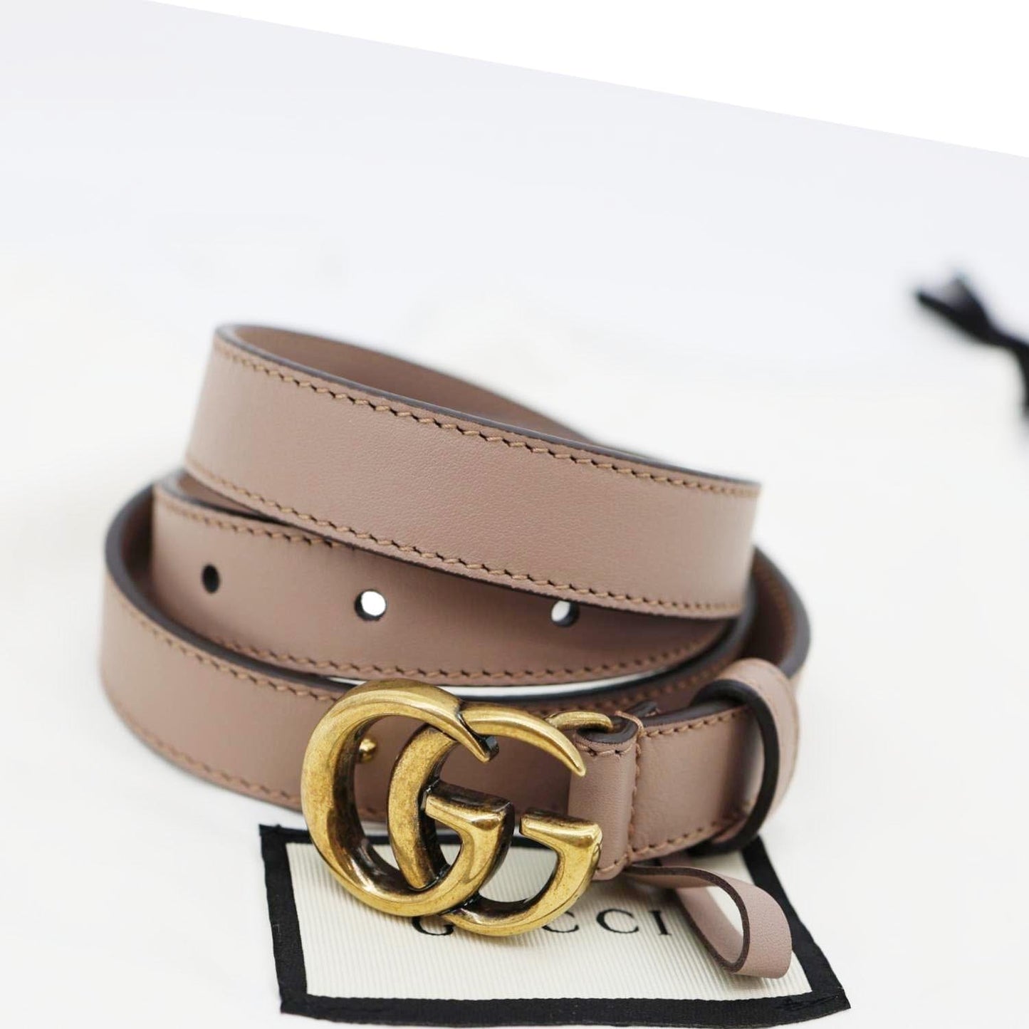 GUCCI GG Buckle Leather Belt  Beige 525040 Size  85/34