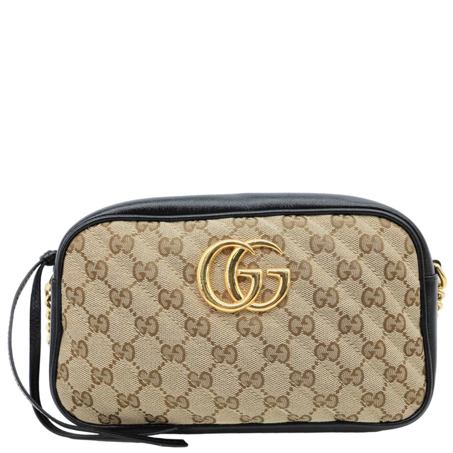 GUCCI Marmont Small Monogram Canvas Crossbody Camera Bag Beige 447632