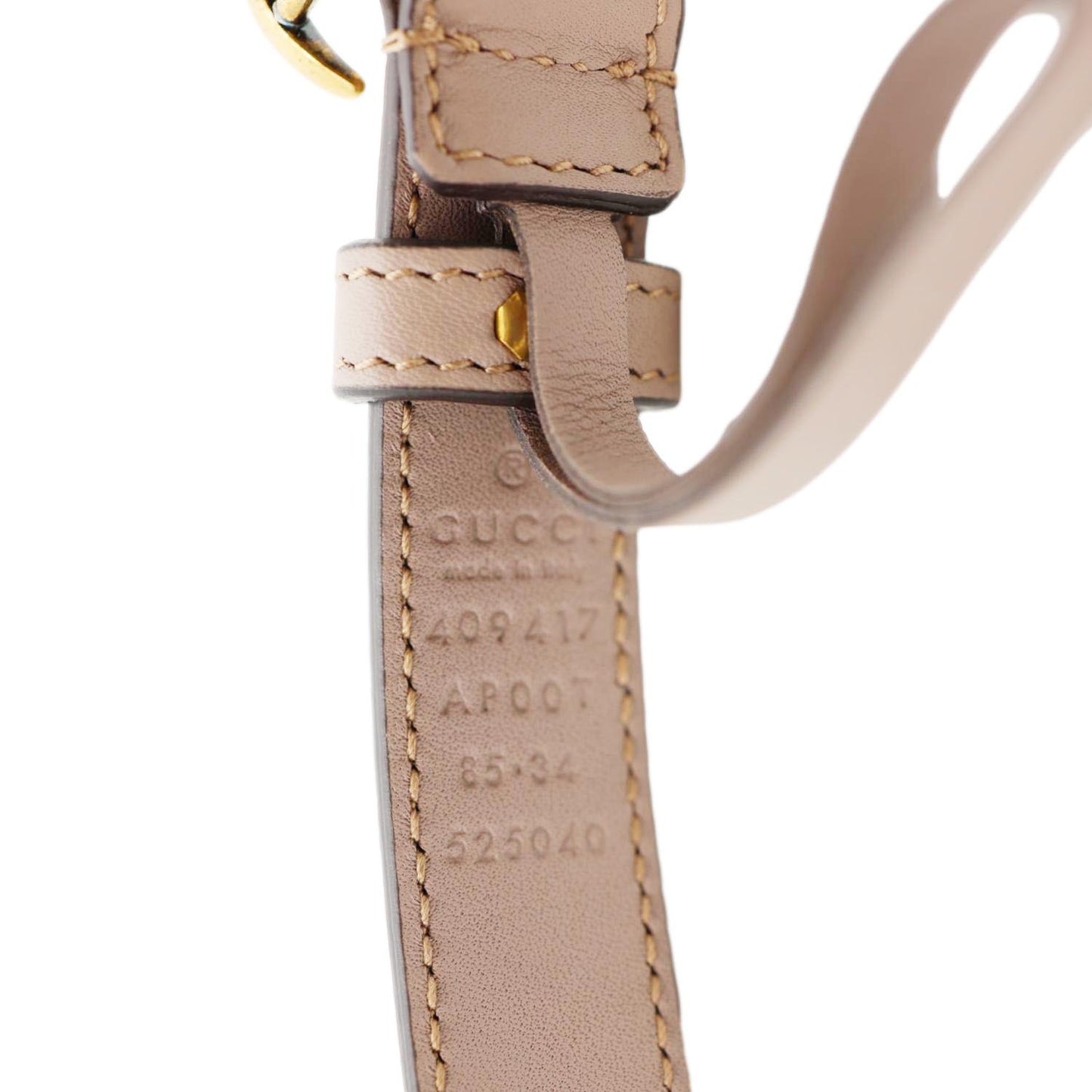 GUCCI GG Buckle Leather Belt  Beige 525040 Size  85/34