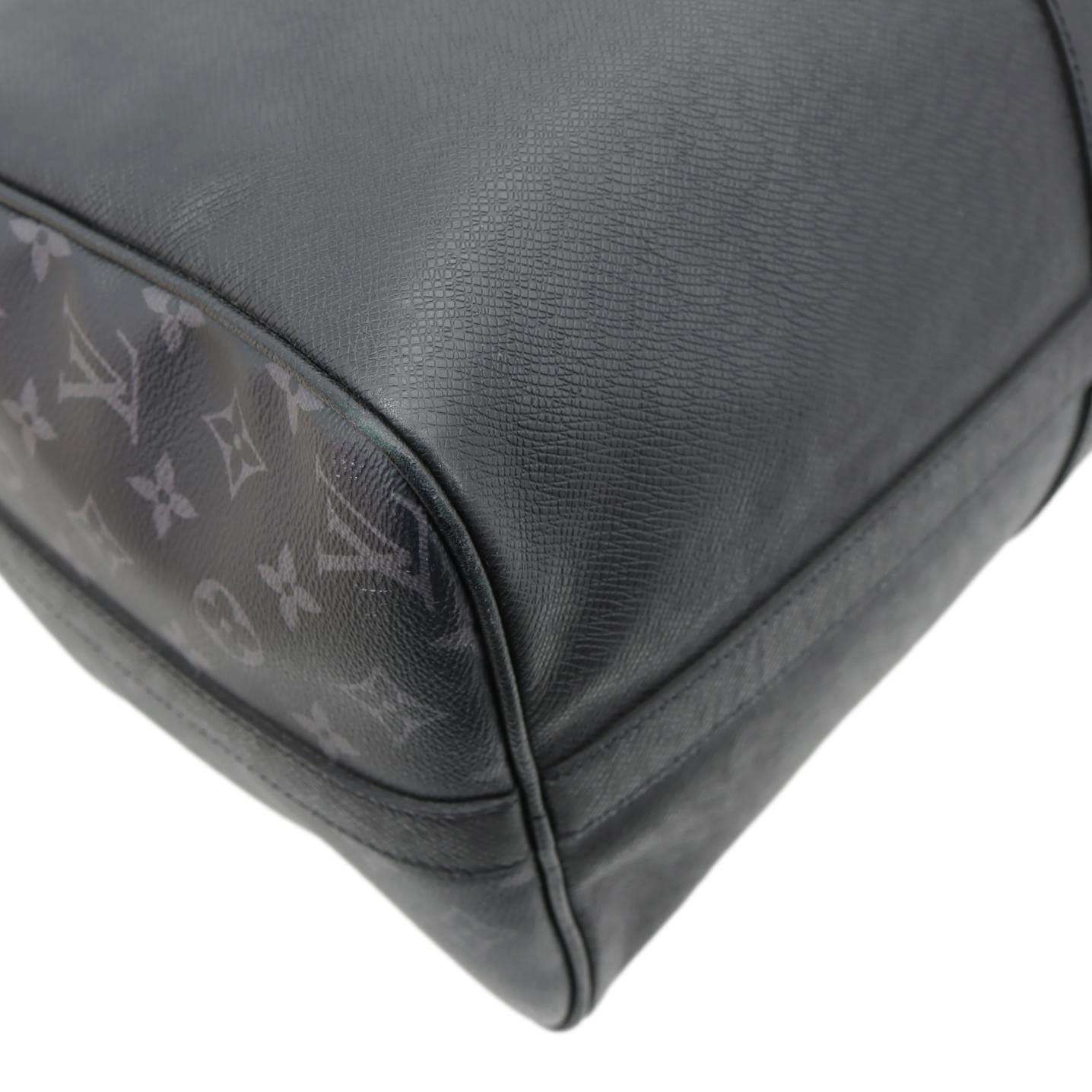 LOUIS VUITTON Keepall 50 Bandouliere Taigarama Travel Bag Black