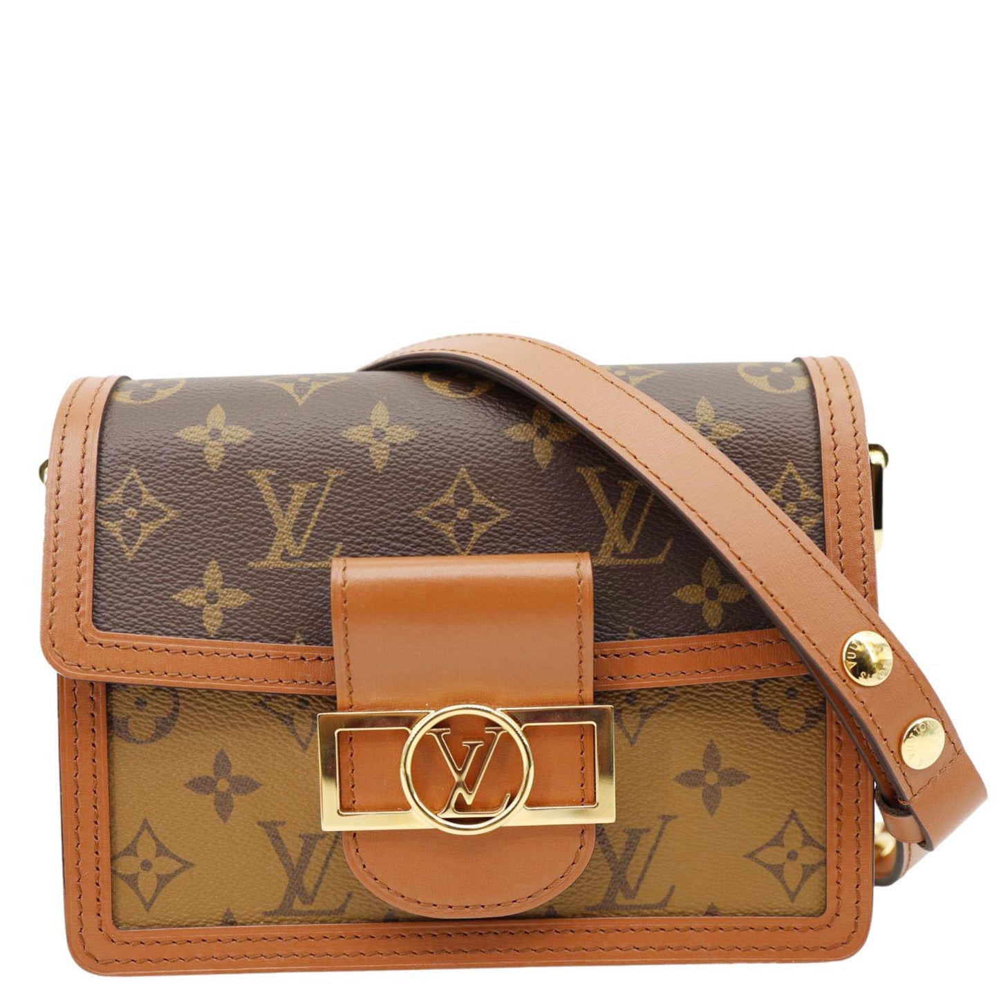 LOUIS VUITTON Dauphine MM Monogram Reverse Canvas Shoulder Bag Brown