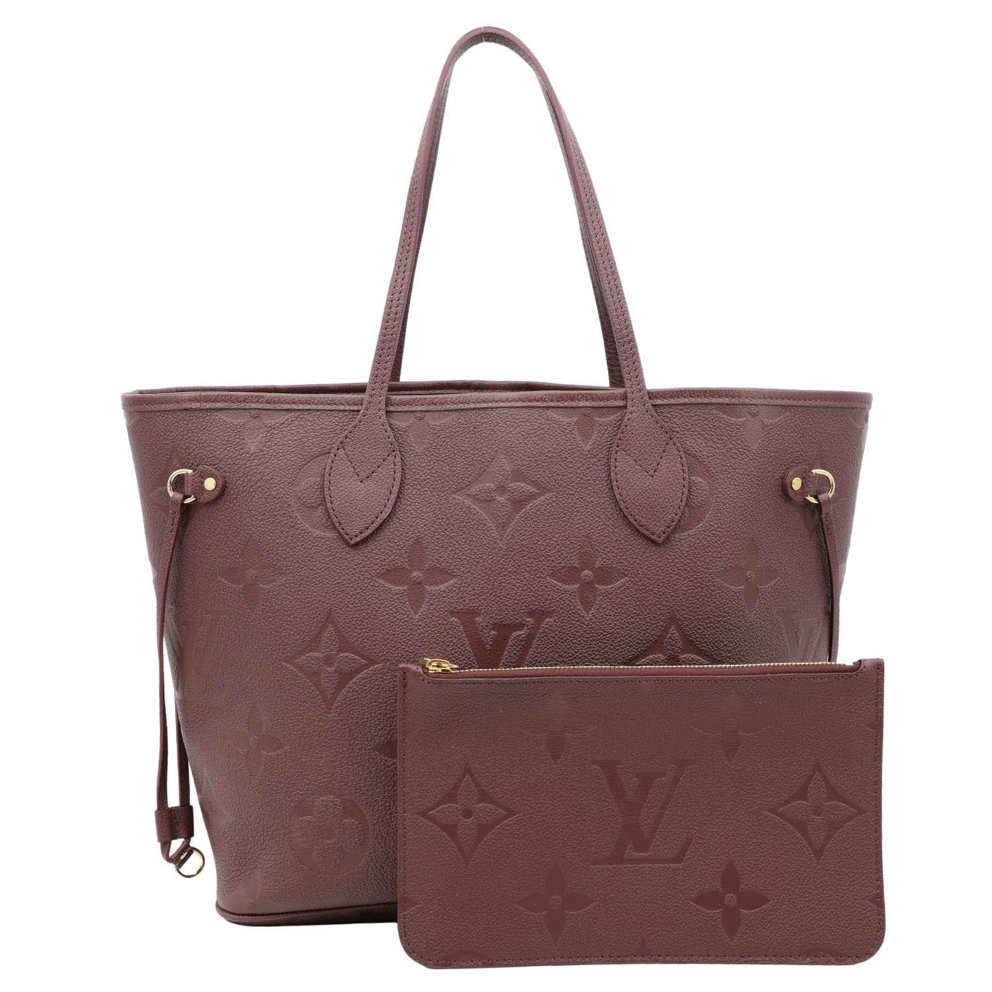 LOUIS VUITTON Neverfull MM Empreinte Leather Tote Shoulder Bag Burgundy