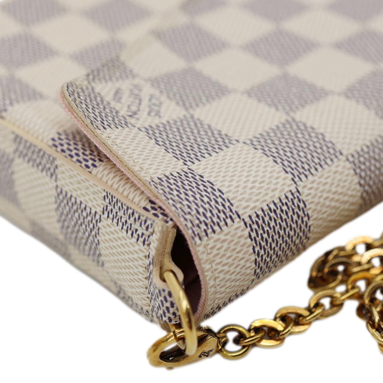LOUIS VUITTON Felicie Pochette Damier Azur Crossbody Bag Rose Ballerine