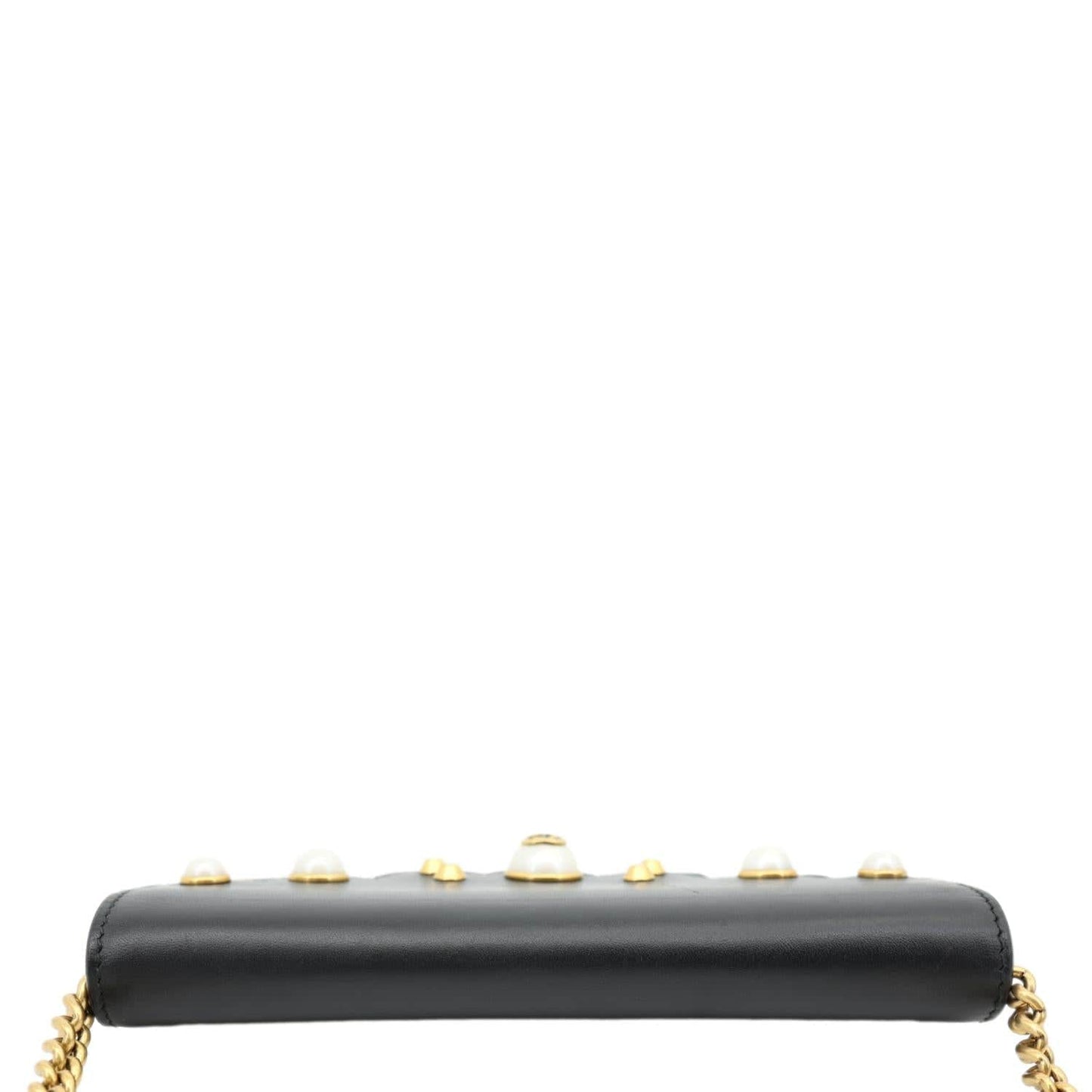 GUCCI Peony Pearly Mini GG Supreme Canvas Wallet on Chain Beige 431478