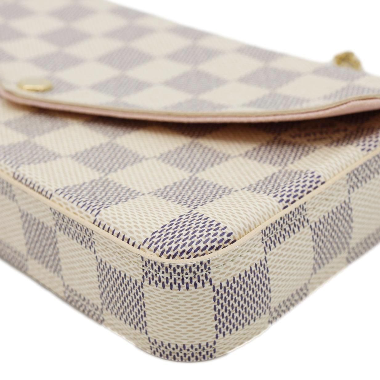 LOUIS VUITTON Felicie Pochette Damier Azur Crossbody Bag Rose Ballerine
