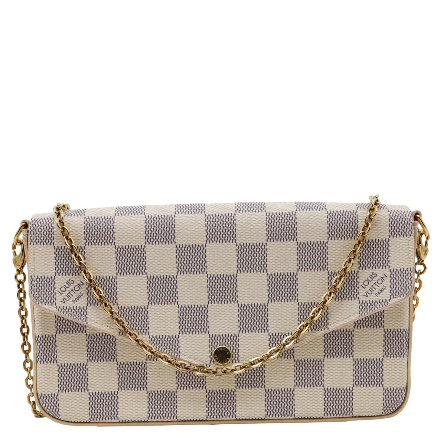 LOUIS VUITTON Felicie Pochette Damier Azur Crossbody Bag Rose Ballerine