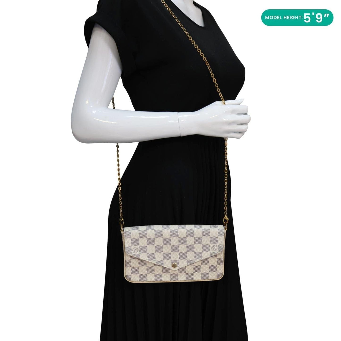 LOUIS VUITTON Felicie Pochette Damier Azur Crossbody Bag Rose Ballerine