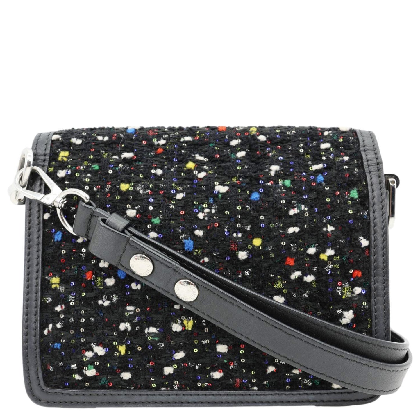 LOUIS VUITTON Dauphine Mini Tweed Sequins Crossbody Bag Black