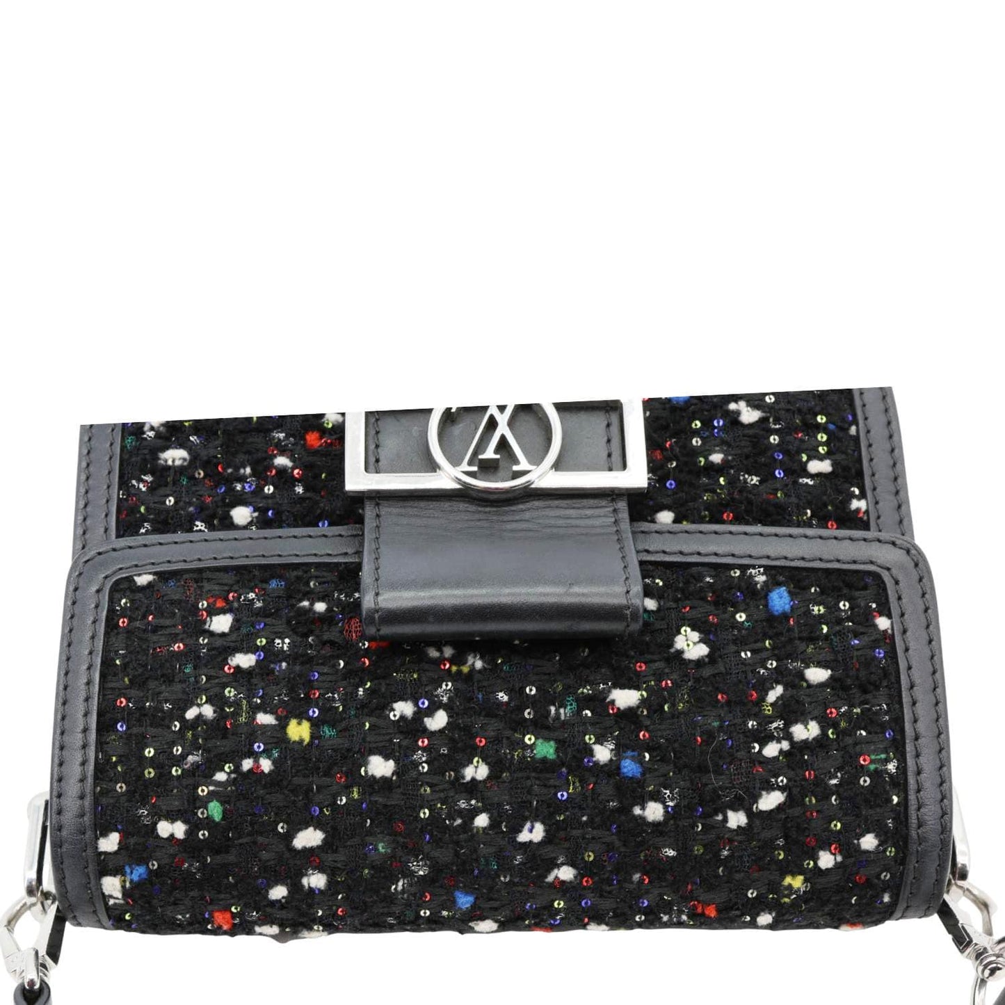 LOUIS VUITTON Dauphine Mini Tweed Sequins Crossbody Bag Black