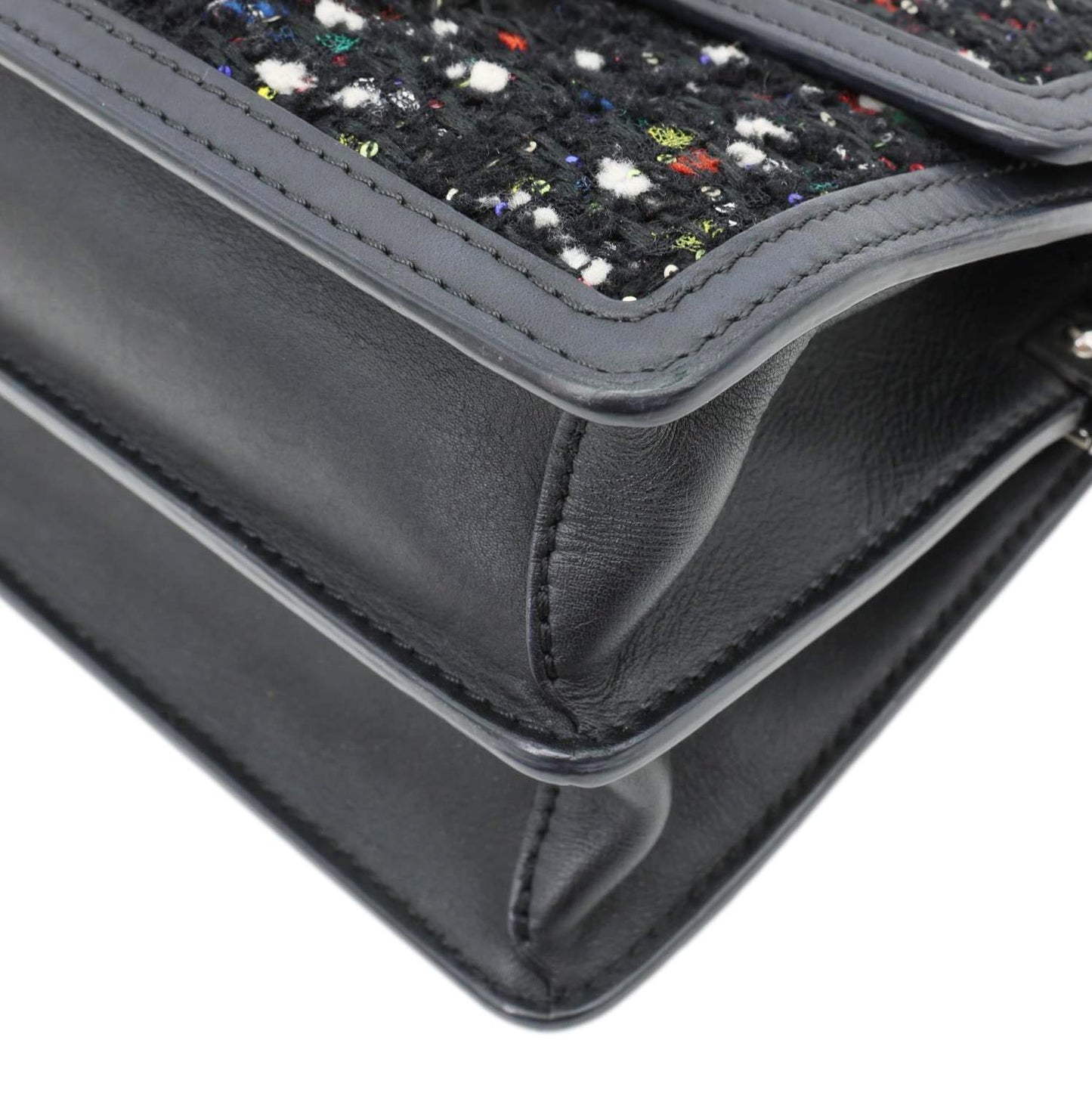 LOUIS VUITTON Dauphine Mini Tweed Sequins Crossbody Bag Black