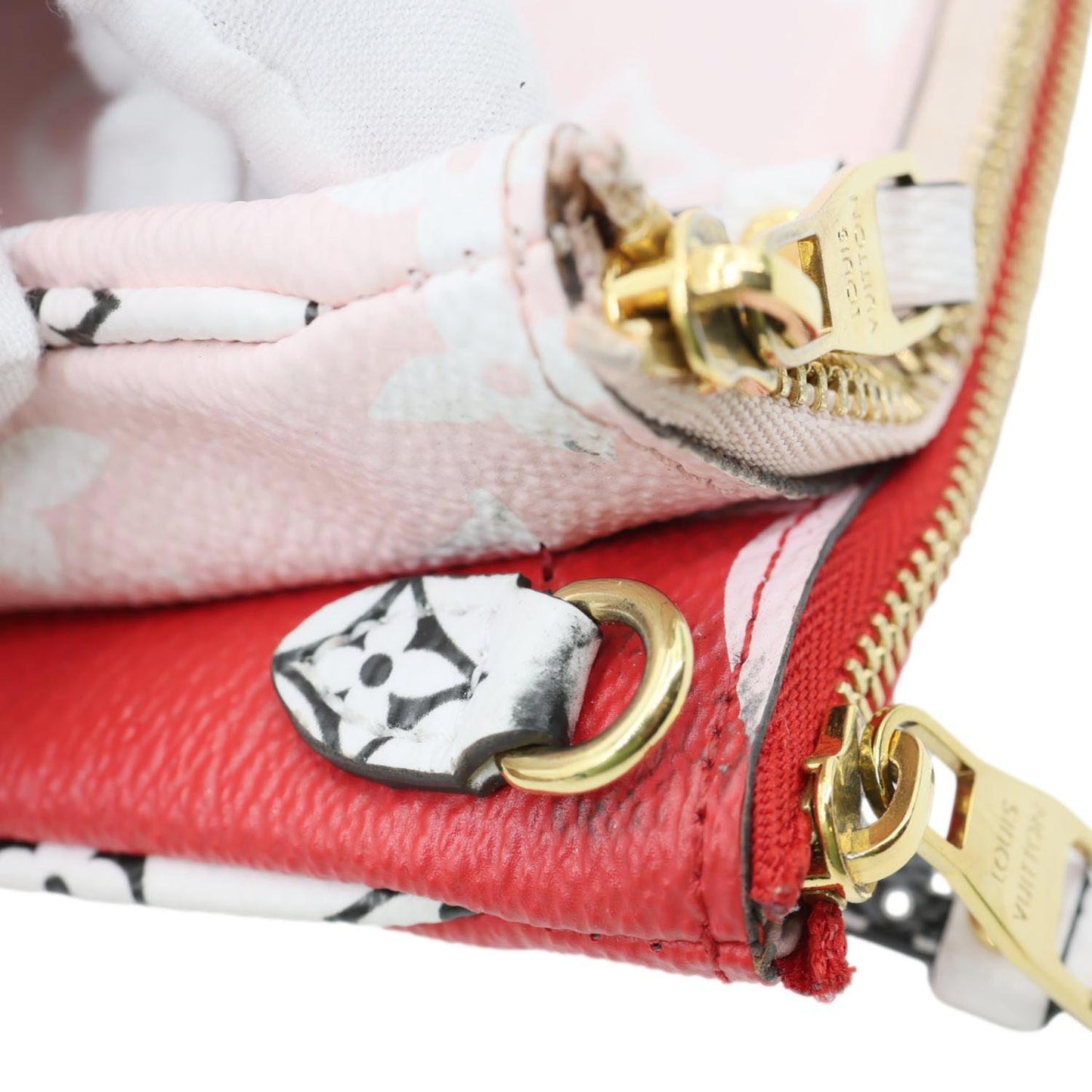 LOUIS VUITTON Double Zip Pochette Giant Monogram Jungle Crossbody Bag Red