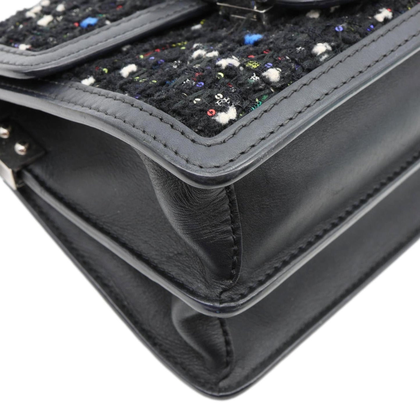 LOUIS VUITTON Dauphine Mini Tweed Sequins Crossbody Bag Black