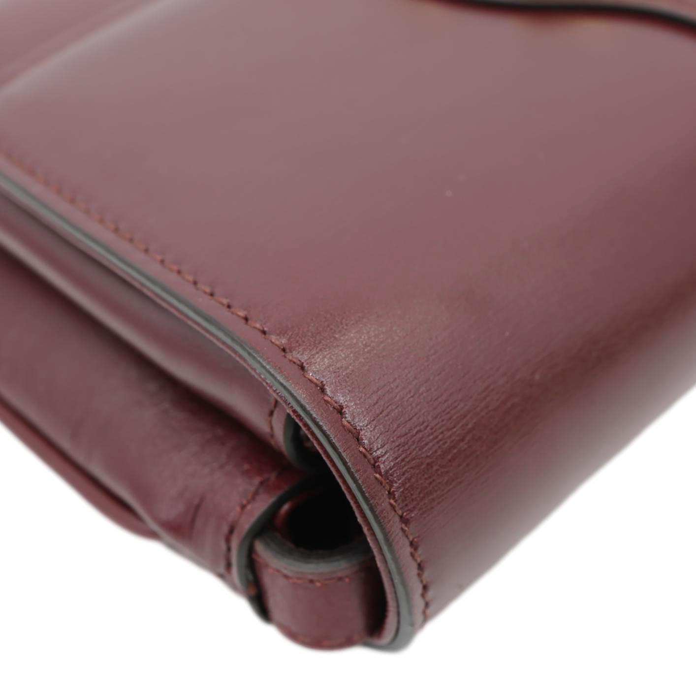 GUCCI Arli Flap Small Vitello Palmellato Lux Leather Crossbody Bag Burgundy 550129