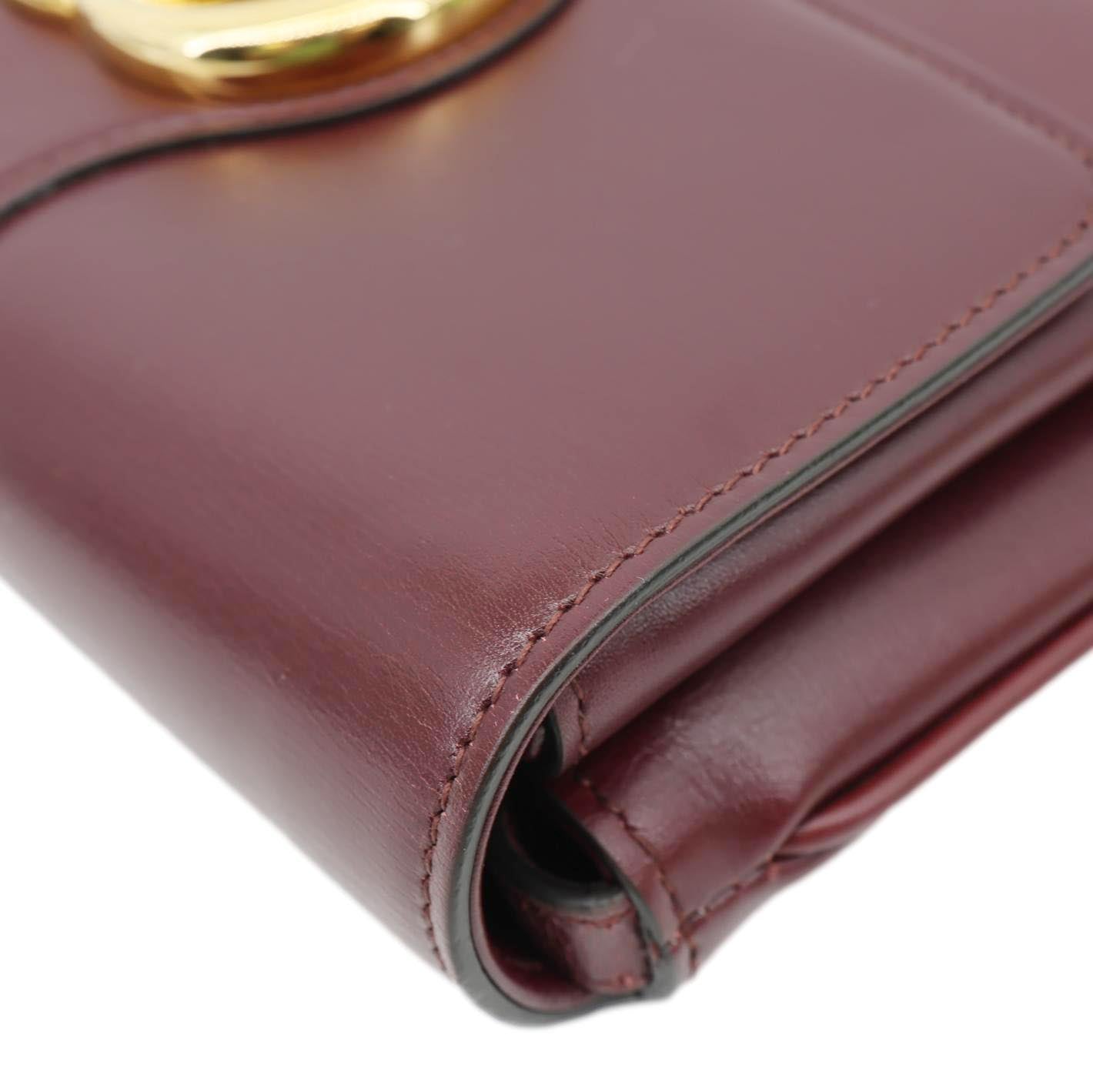 GUCCI Arli Flap Small Vitello Palmellato Lux Leather Crossbody Bag Burgundy 550129