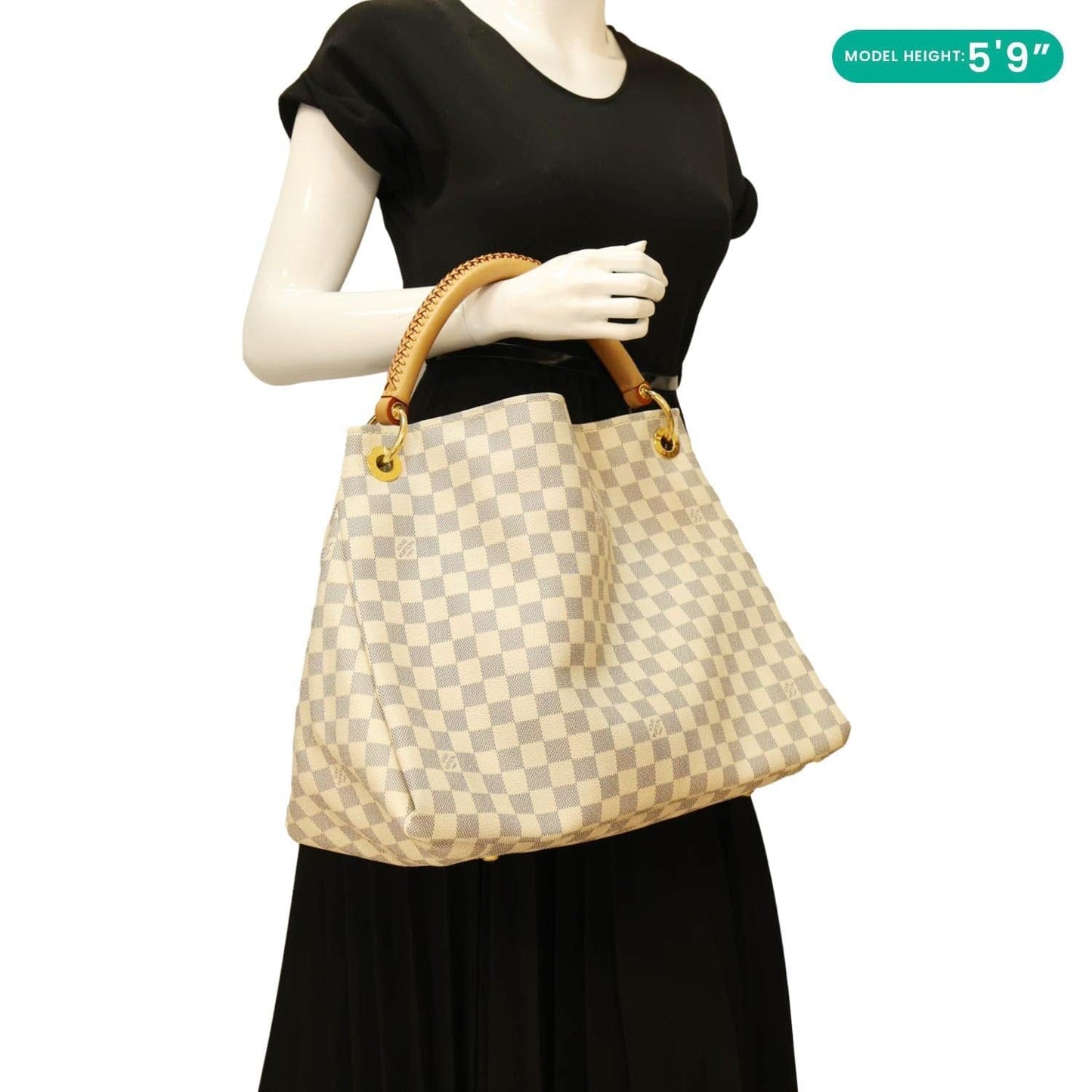 LOUIS VUITTON Artsy MM Damier Azur Hobo Bag White