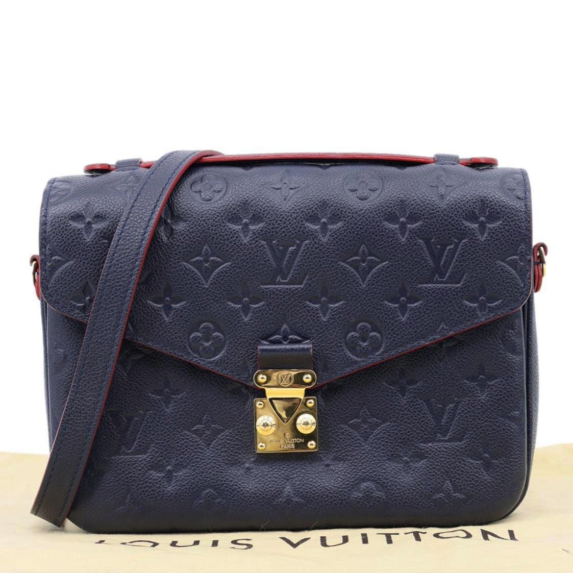 LOUIS VUITTON Metis Pochette Empreinte Leather Crossbody Bag Navy Blue