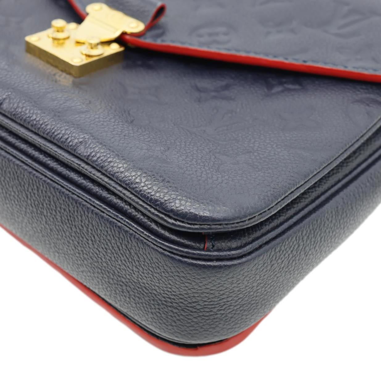 LOUIS VUITTON Metis Pochette Empreinte Leather Crossbody Bag Navy Blue