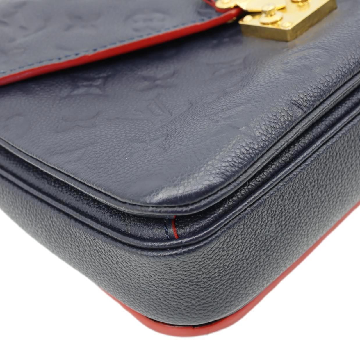 LOUIS VUITTON Metis Pochette Empreinte Leather Crossbody Bag Navy Blue