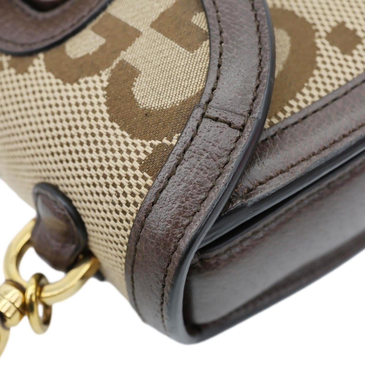 GUCCI Bamboo Small Jumbo Canvas Convertible Top Handle Bag Beige 675797