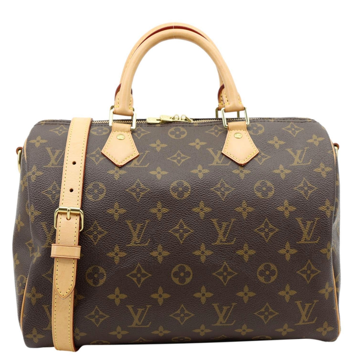 LOUIS VUITTON Speedy 30 Bandouliere Monogram Canvas Crossbody Bag Brown