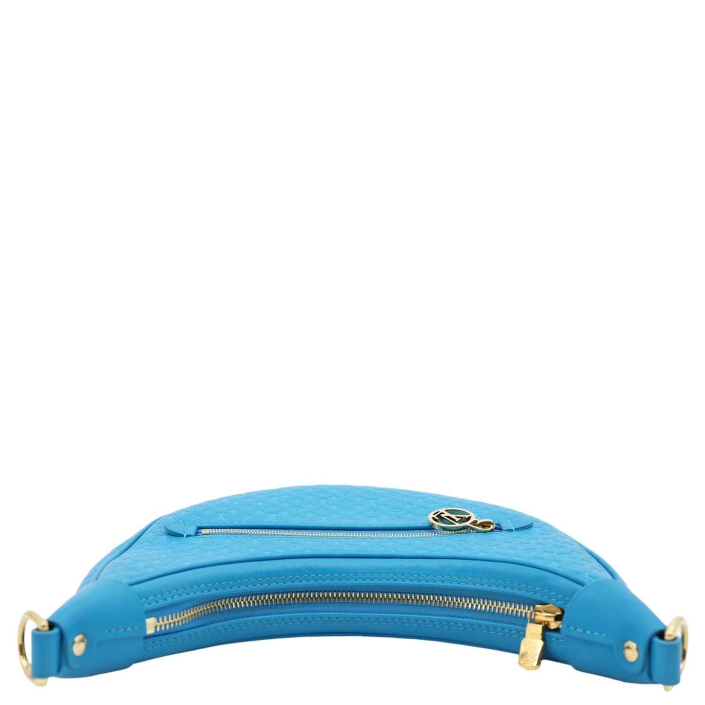 LOUIS VUITTON Loop Nanogram Embossed Leather Shoulder Bag Turquoise Blue