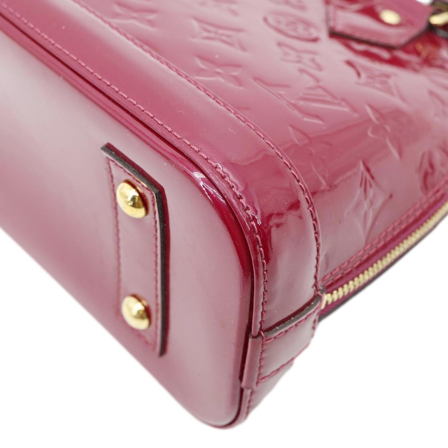 LOUIS VUITTON Alma BB Monogram Vernis Satchel Bag Red