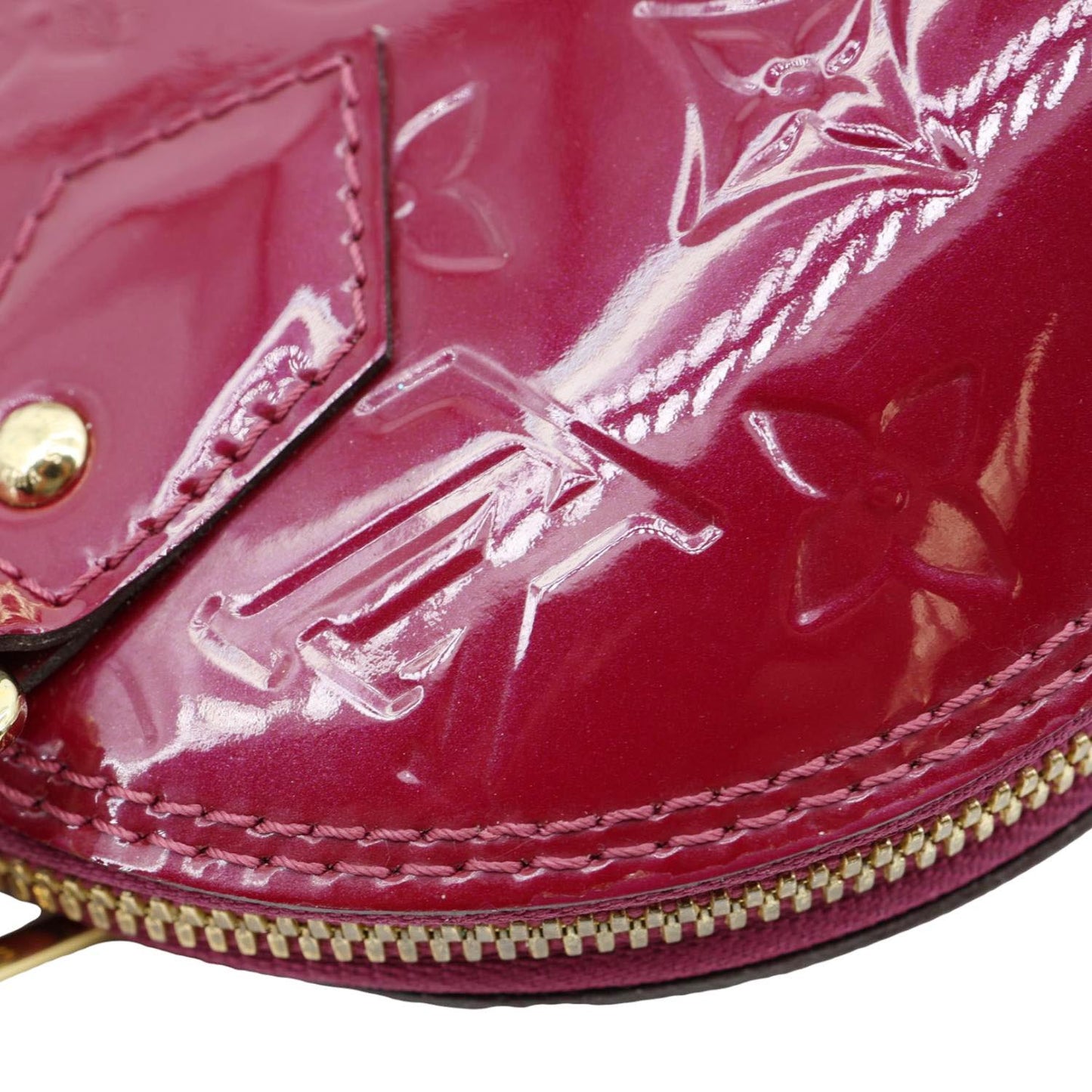 LOUIS VUITTON Alma BB Monogram Vernis Satchel Bag Red