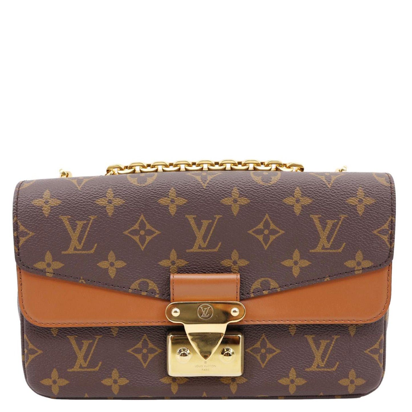 LOUIS VUITTON Marceau Monogram Canvas Chain Shoulder Bag Caramel