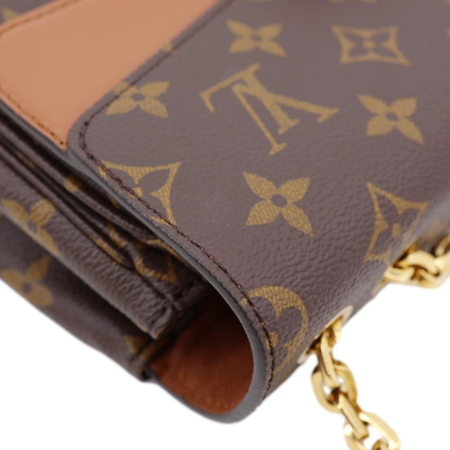 LOUIS VUITTON Marceau Monogram Canvas Chain Shoulder Bag Caramel