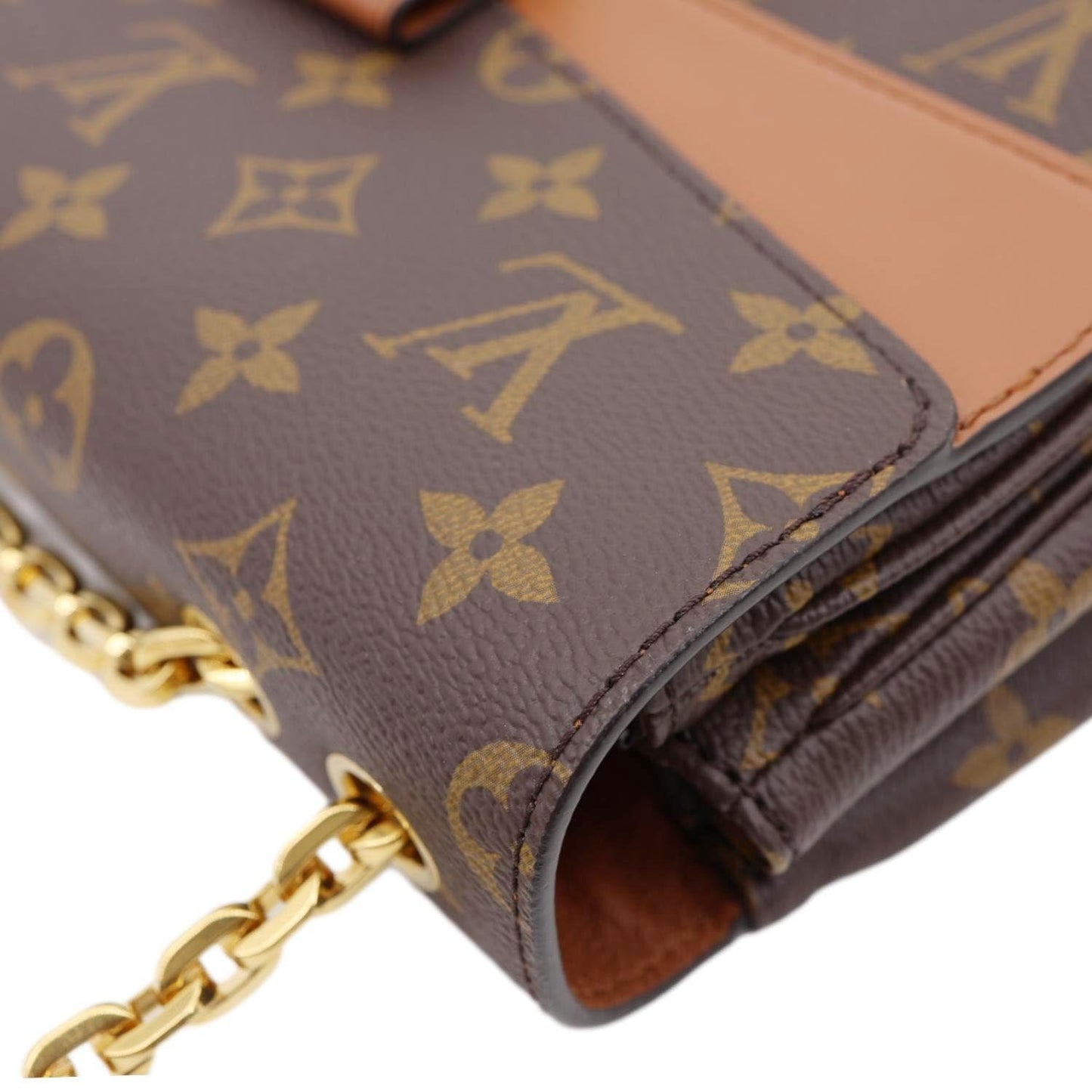 LOUIS VUITTON Marceau Monogram Canvas Chain Shoulder Bag Caramel