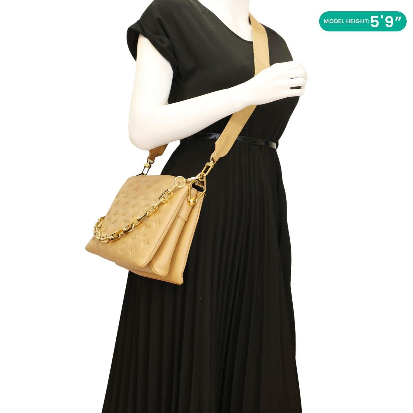 LOUIS VUITTON Coussin PM Monogram Embossed Leather Shoulder Bag Brown