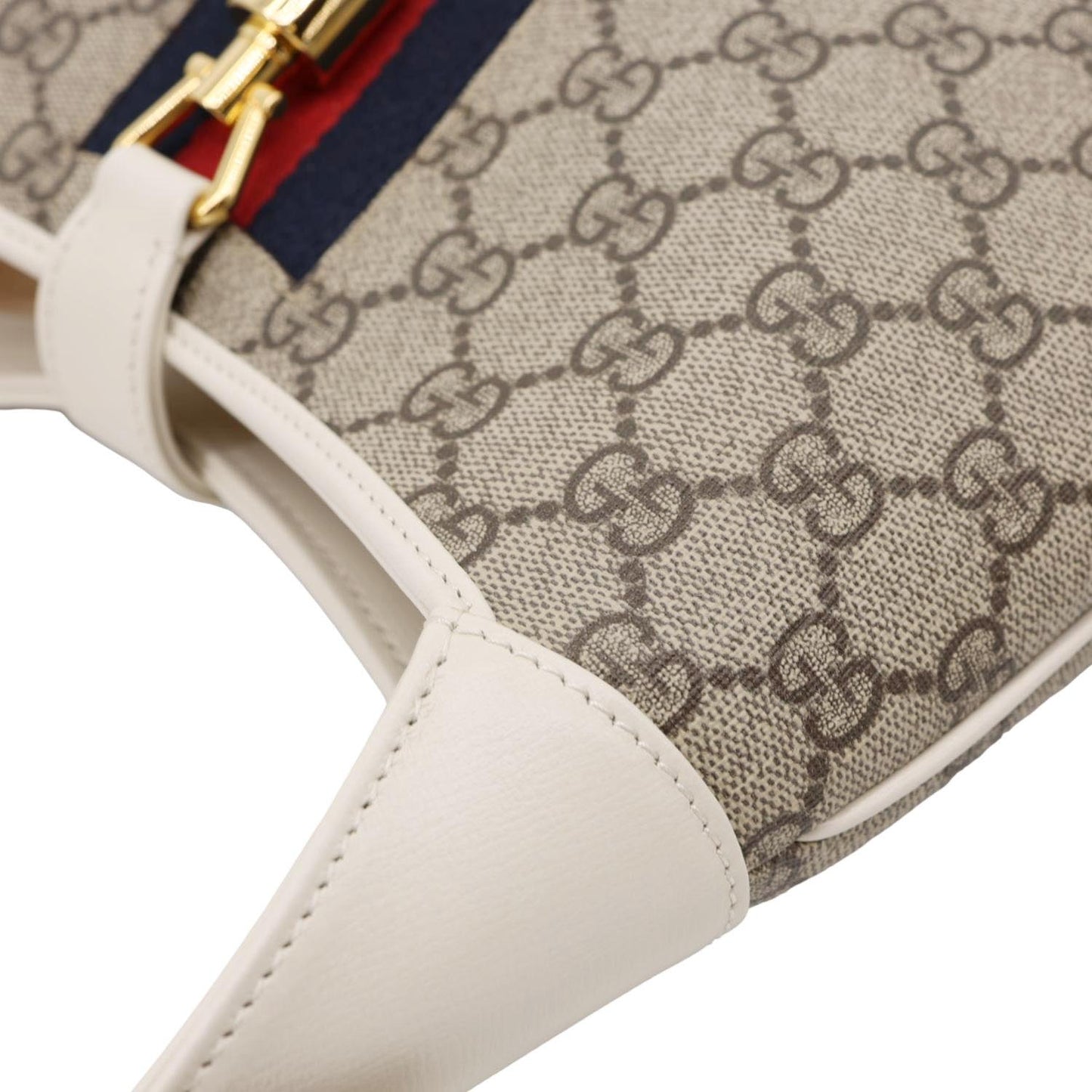 GUCCI Jackie 1961 Medium GG Supreme Canvas Hobo Bag White 636706